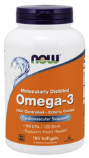 NOW Omega-3 Fish Oil, Molecularly Distilled 180 softgels