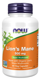 NOW Lion's Mane, 500 mg 60 veg capsules