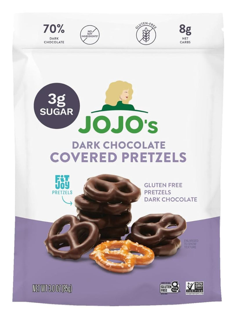 JoJo's Dark Chocolate Covered Pretzels, 3 oz