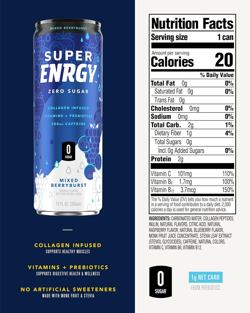 Kitu Super Enrgy Zero Sugar Energy Drink, 12 oz