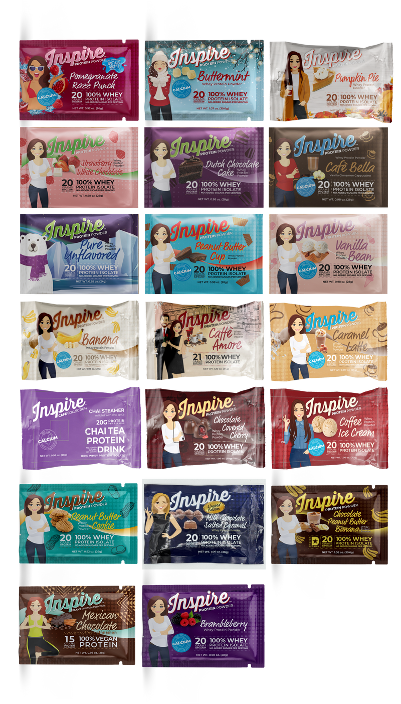 Inspire Single Serve Protein Powder by Bariatric Eating - 20 Flavor Variety Pack!
