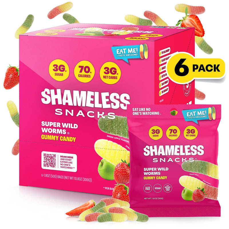 Shameless Snacks Gummy Candy - Super Wild Worms