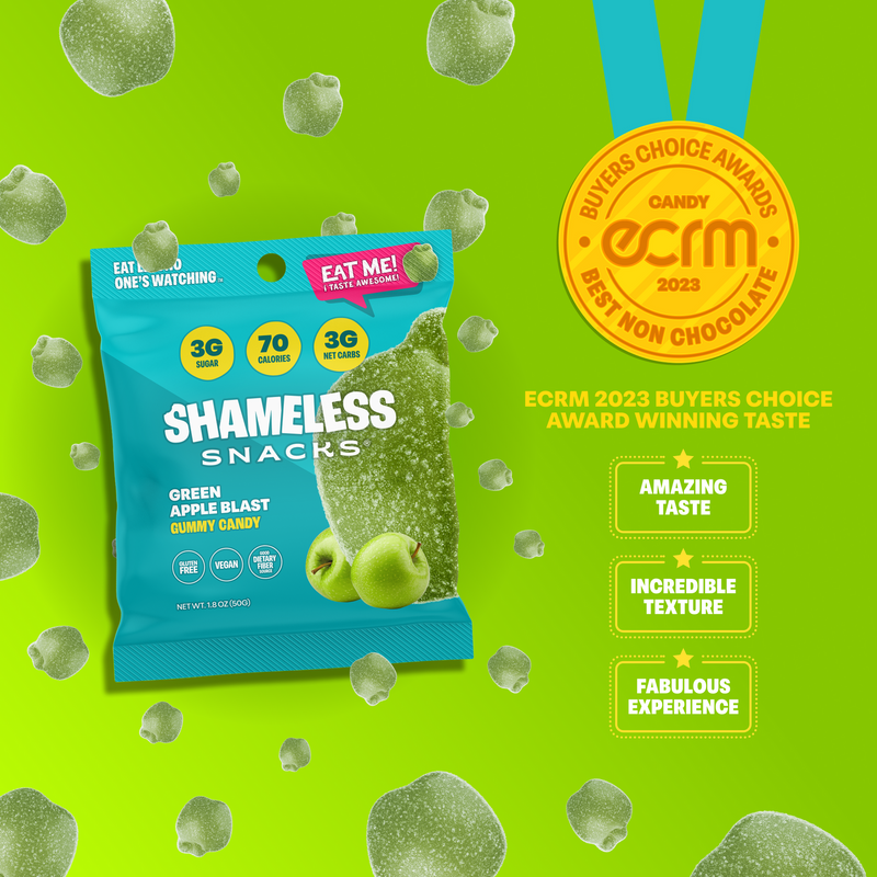 Shameless Snacks Gummy Candy - Green Apple Blast