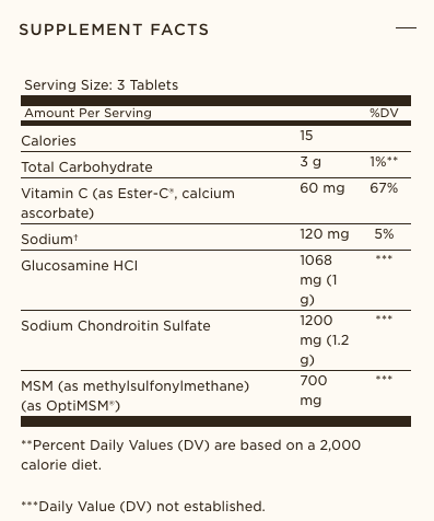 Solgar® Extra Strength Glucosamine Chondroitin MSM with Ester-C® - 180 Tablets