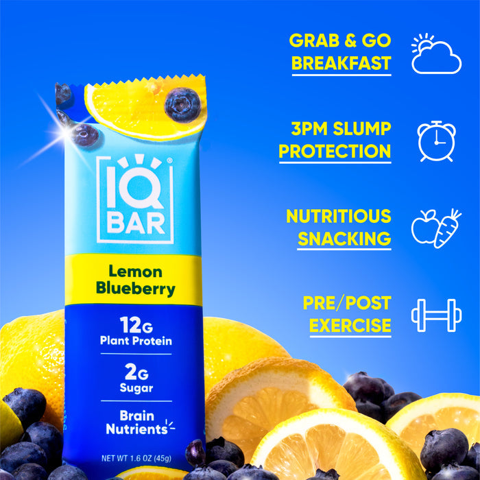 IQBar Vegan and Keto Protein Bars - Lemon Blueberry