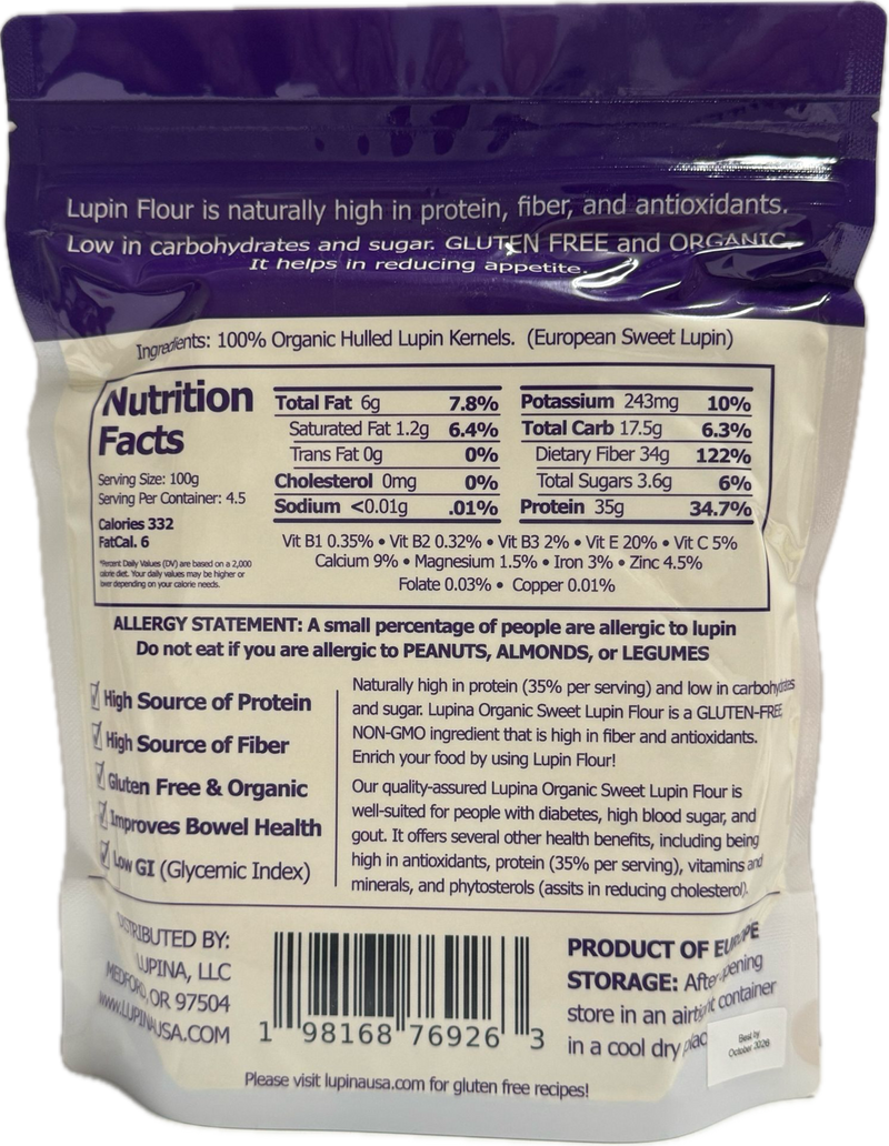Lupina Organic Lupin Flour 1 lb.