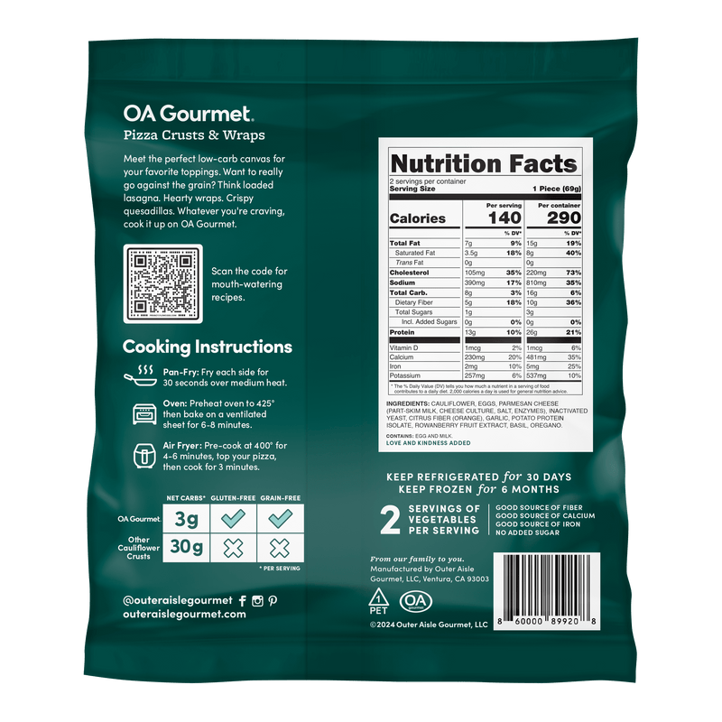 Outer Aisle Cauliflower Pizza Crust & Wraps