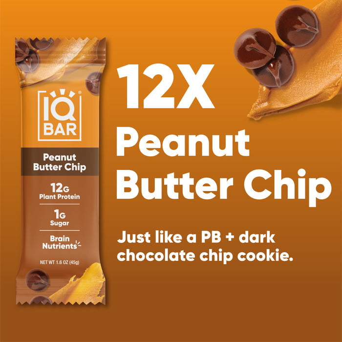 IQBar Vegan and Keto Protein Bars - Peanut Butter Chip