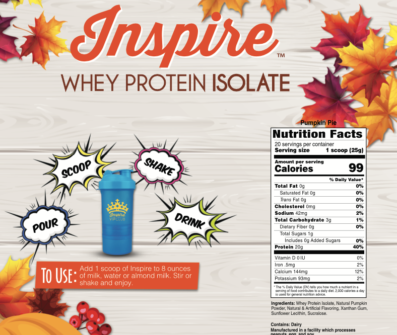 Inspire Pumpkin Pie Protein Powder by Bariatric Eating