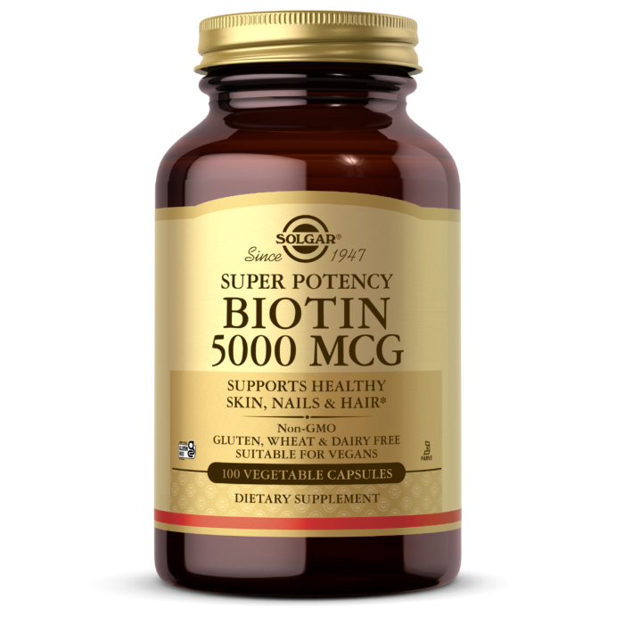Solgar® Biotin 5000 mcg, 100 Vegetable Capsules