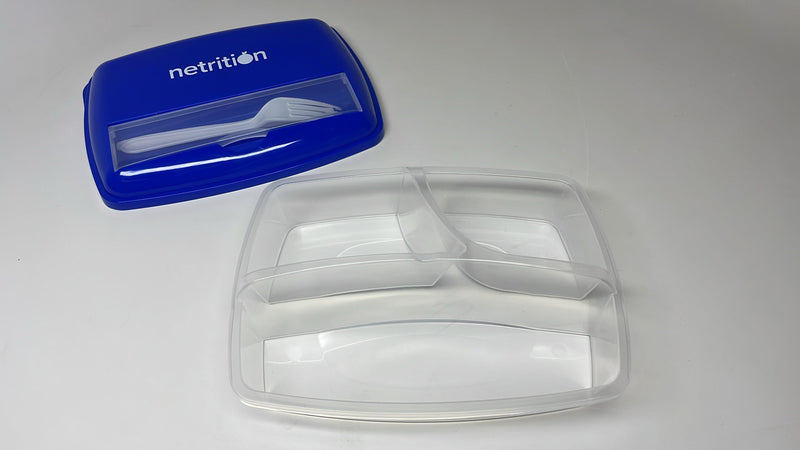 3-Compartment Microwavable Bento Box with Spoon and Fork Set by Netrition