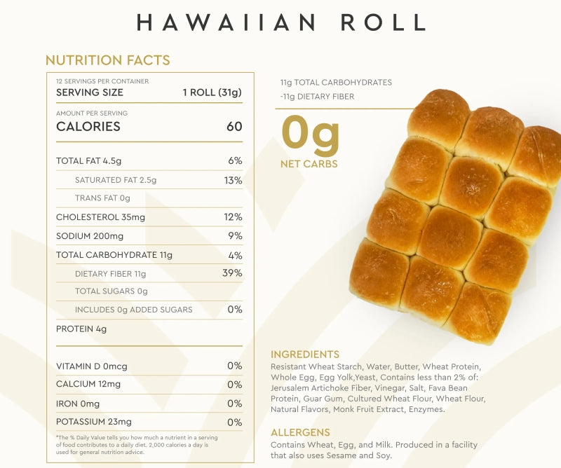 Hero Zero Net Carb Hawaiian Rolls, 12 rolls