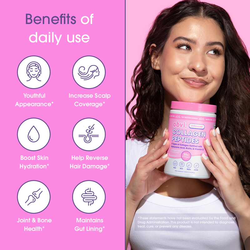 Obvi Collagen Peptides - 5 Types of Collagen-Fortified with Hyaluronic Acid, Biotin, & Vitamin C