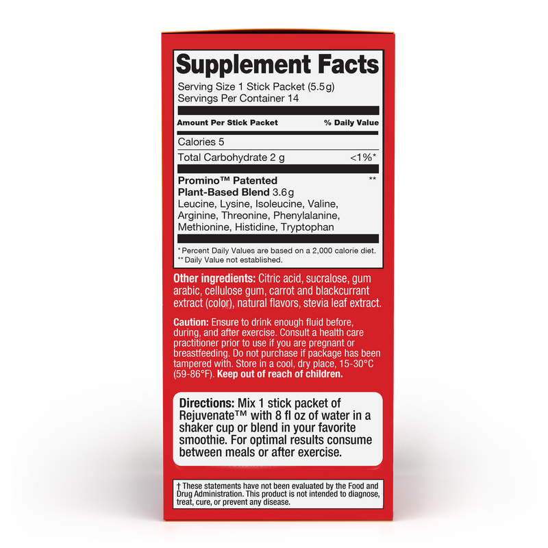 Rejuvenate Plant-Based Amino Muscle Activator, 14 Stick Packets, 0.19 oz (5.5g)