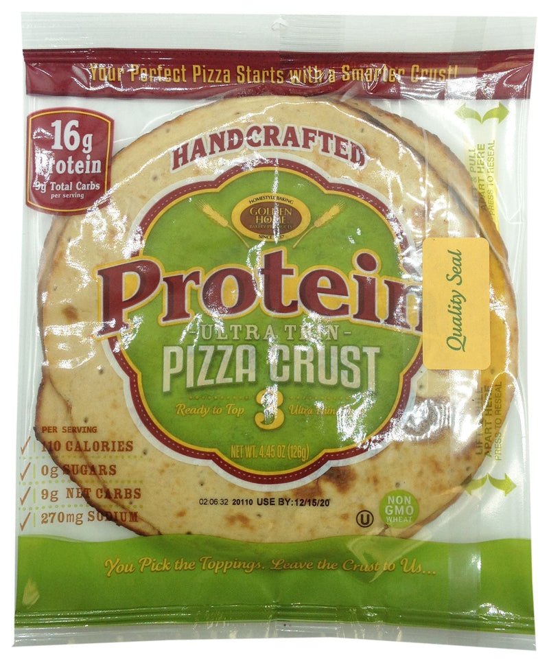 Golden Home Ultra Thin 16g Protein Pizza Crust, 4.45oz (3 crusts)