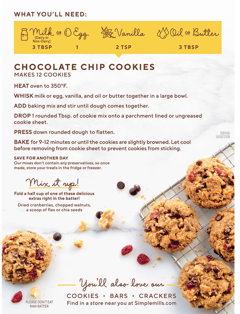 Simple Mills Chocolate Chip Cookie Almond Flour Mix 9.4 oz 