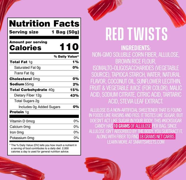 Smart Sweets Red Twists 50g (1.8 oz) 