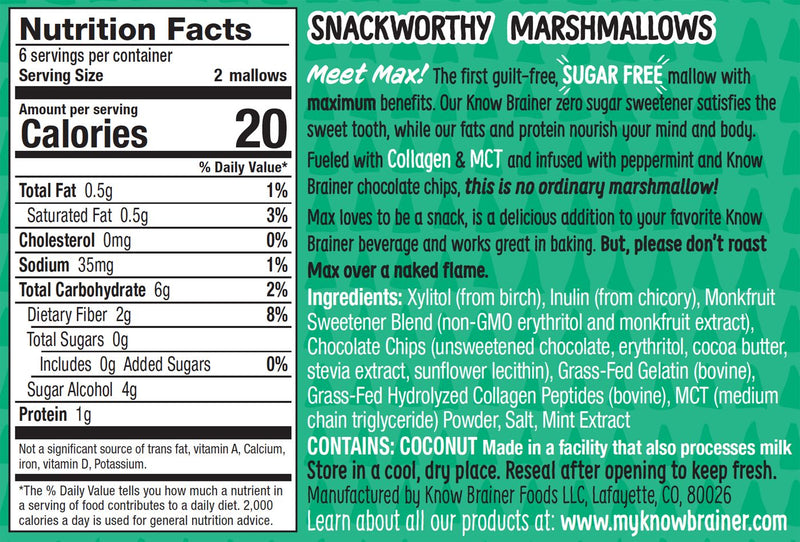 Know Brainer Foods Max Mallow Sugar Free Marshmallows