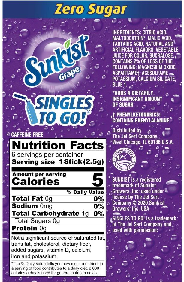 Sunkist Zero Sugar Singles-to-Go