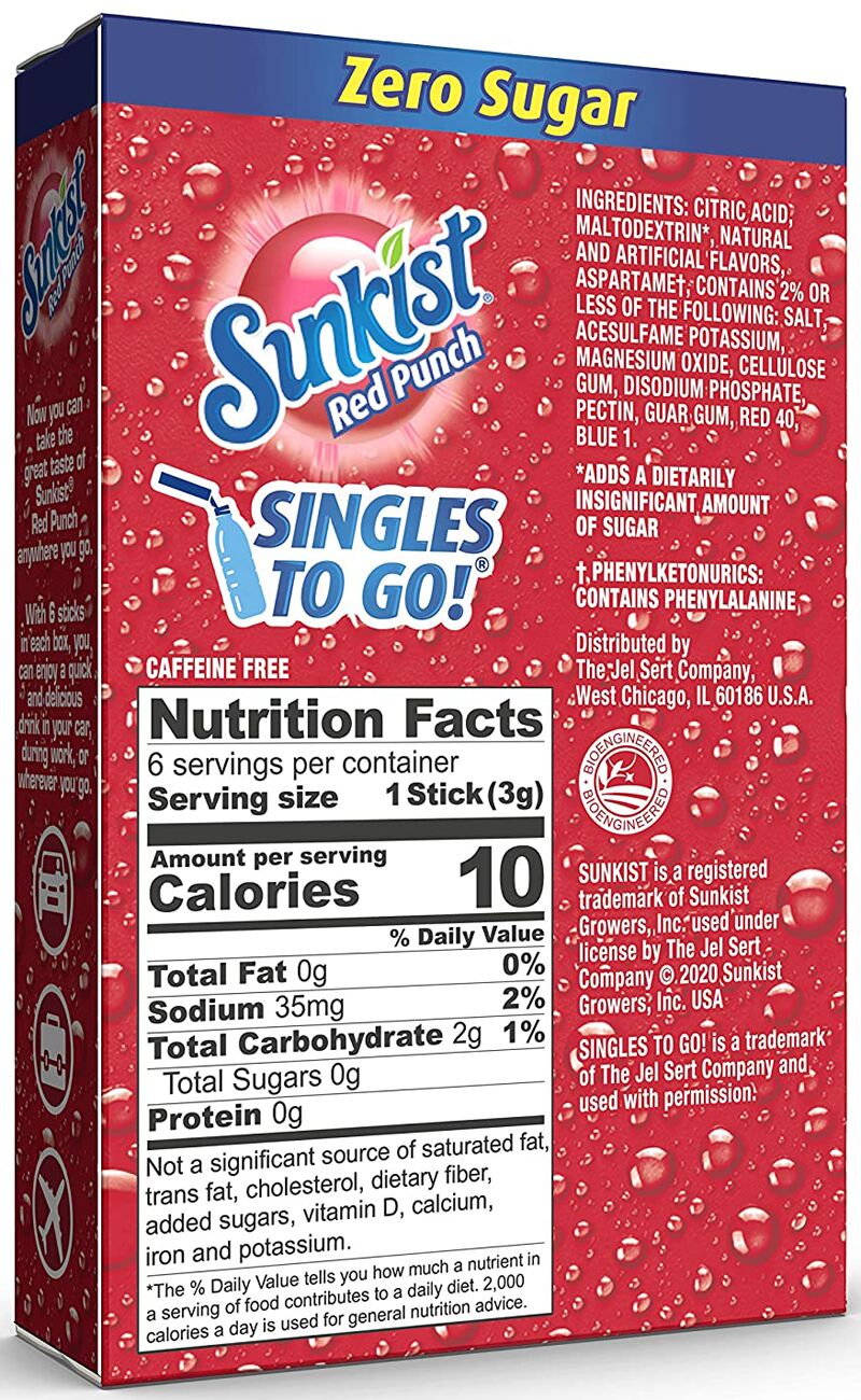 Sunkist Zero Sugar Singles-to-Go