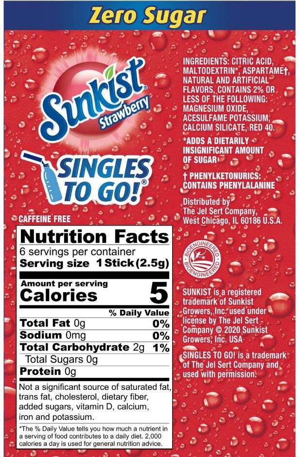 Sunkist Zero Sugar Singles-to-Go