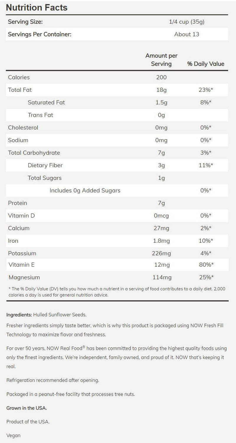 NOW Sunflower Seeds 16 oz 