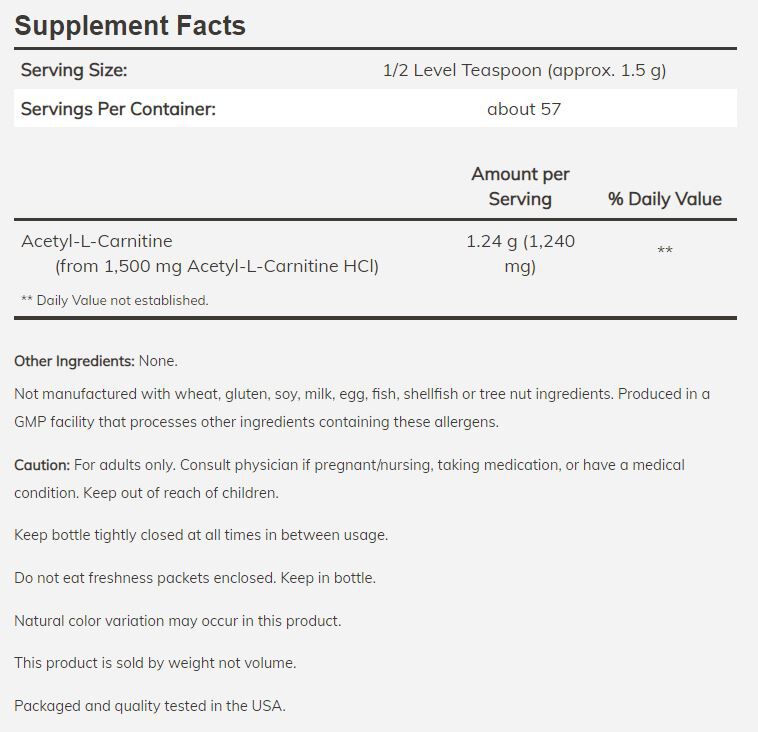 NOW Acetyl-L-Carnitine