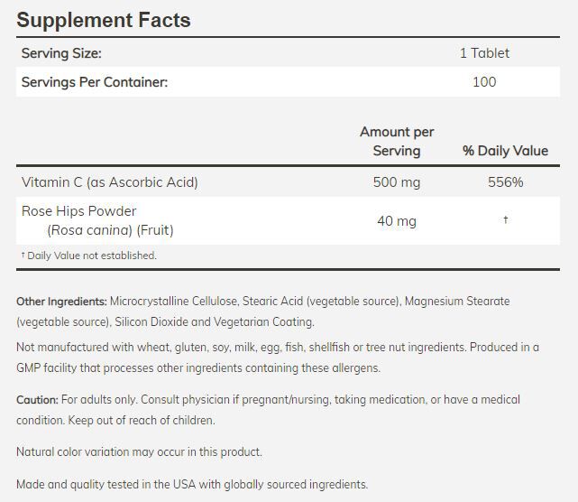 NOW C-500 plus 40mg of Rose Hips