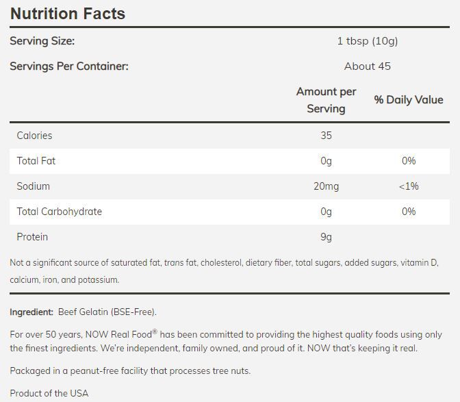 NOW Beef Gelatin Powder 1 lb. 