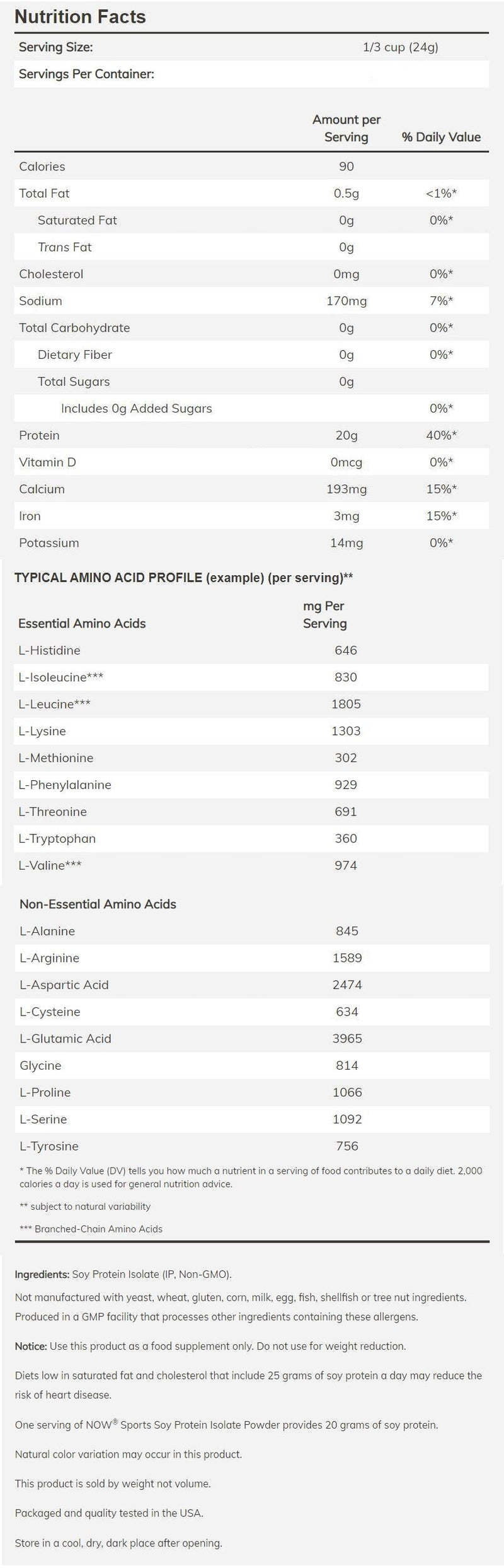 NOW Soy Protein Isolate, NON-GMO