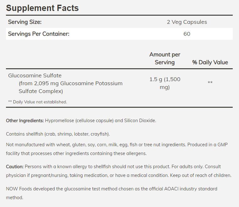 NOW Glucosamine Sulfate 120 capsules 