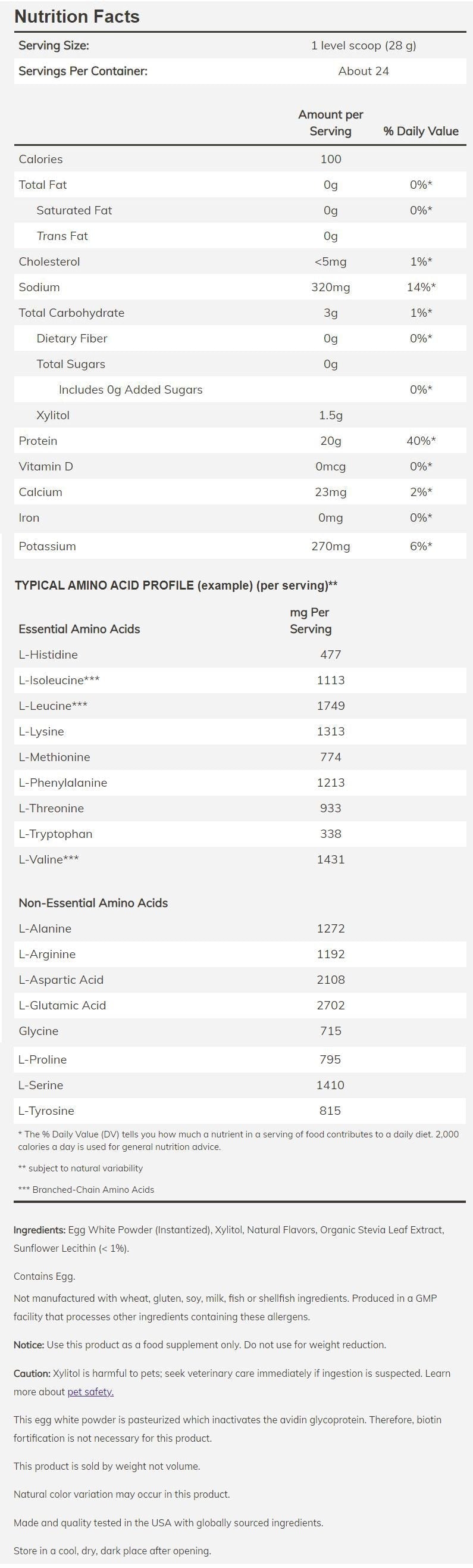 NOW Egg White Protein Powder