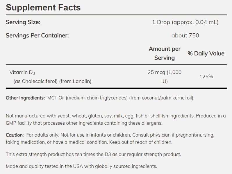 NOW Vitamin D-3, Liquid