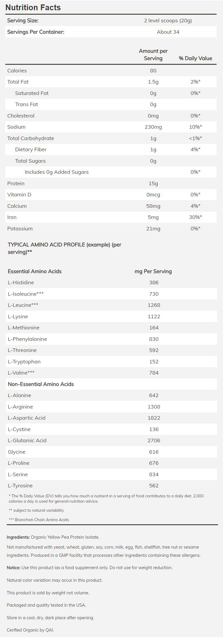 NOW Pea Protein, Organic 1.5 lb. 