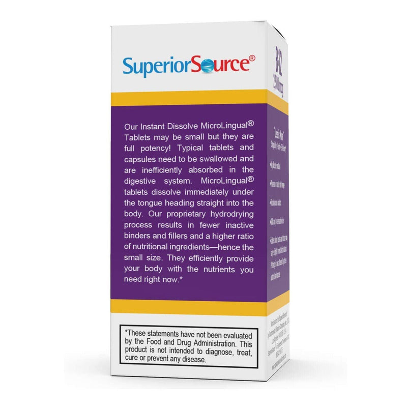 Superior Source No Shot Methylcobalamin B-12 2500 mcg MicroLingual® Instant Dissolve Tablets 