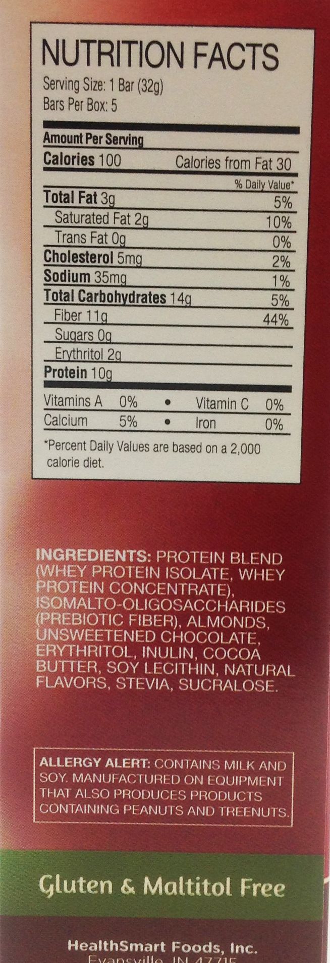 Healthsmart ChocoRite Uncoated Protein Bars, 32g