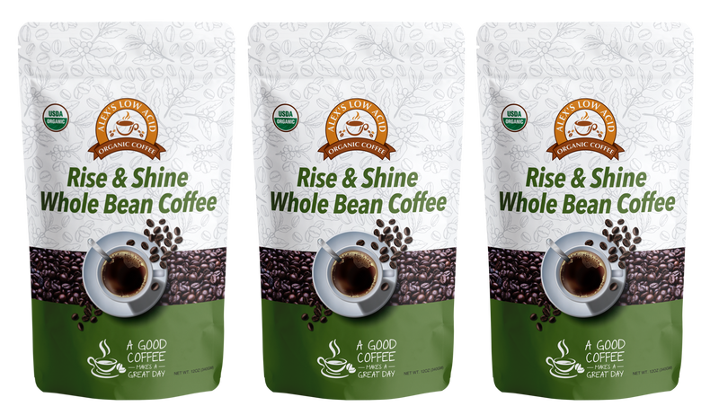 Alex's Low-Acid Organic Coffee™ - Rise and Shine Whole Bean (12oz)