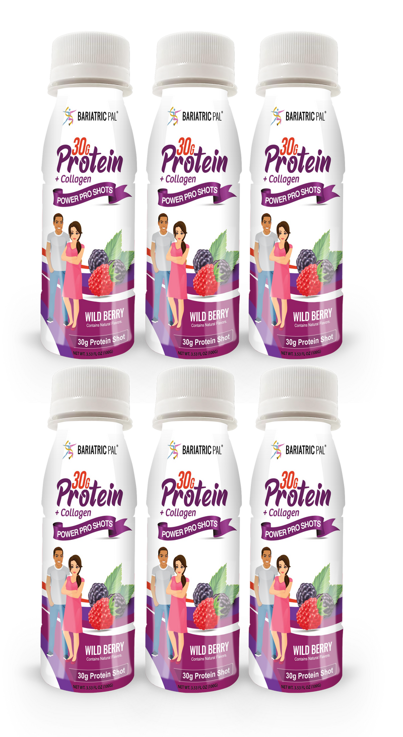 BariatricPal 30g Whey & Collagen Complete Protein Power Pro Shots - Wild Berry