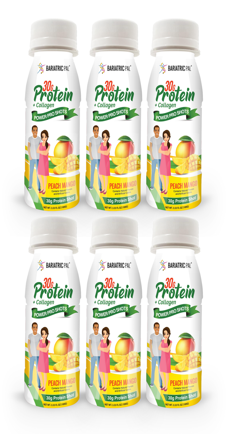 BariatricPal 30g Whey & Collagen Complete Protein Power Pro Shots - Peach Mango