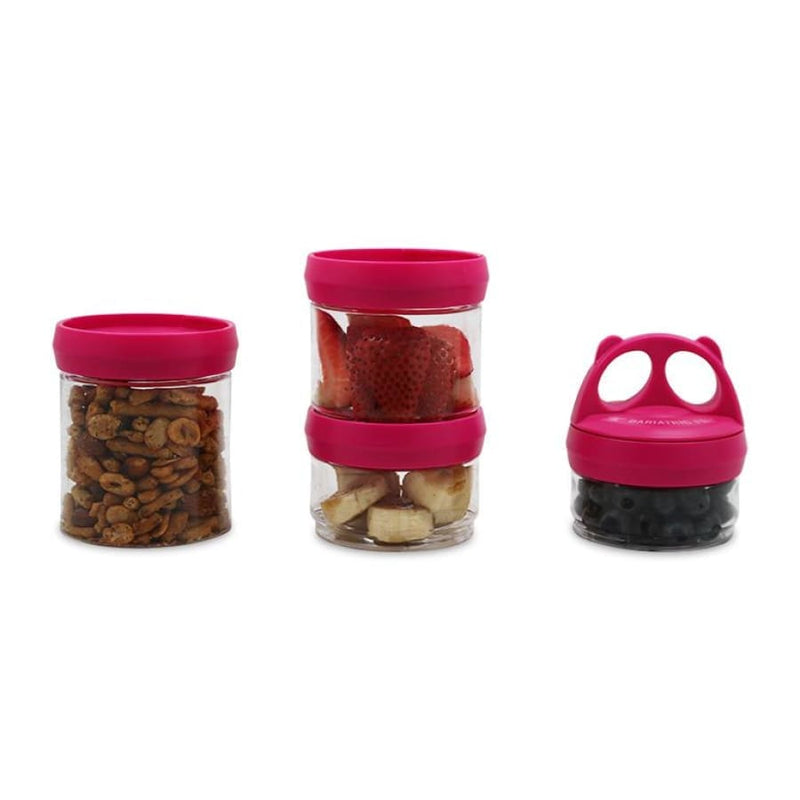 4 Compartment Twist Lock, Stackable, Leak-Proof, Food Storage, Snack Jars & Portion Control Lunch Box by BariatricPal 