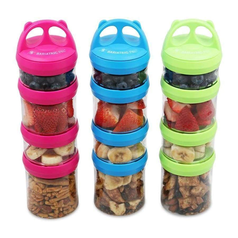 4 Compartment Twist Lock, Stackable, Leak-Proof, Food Storage, Snack Jars & Portion Control Lunch Box by BariatricPal 