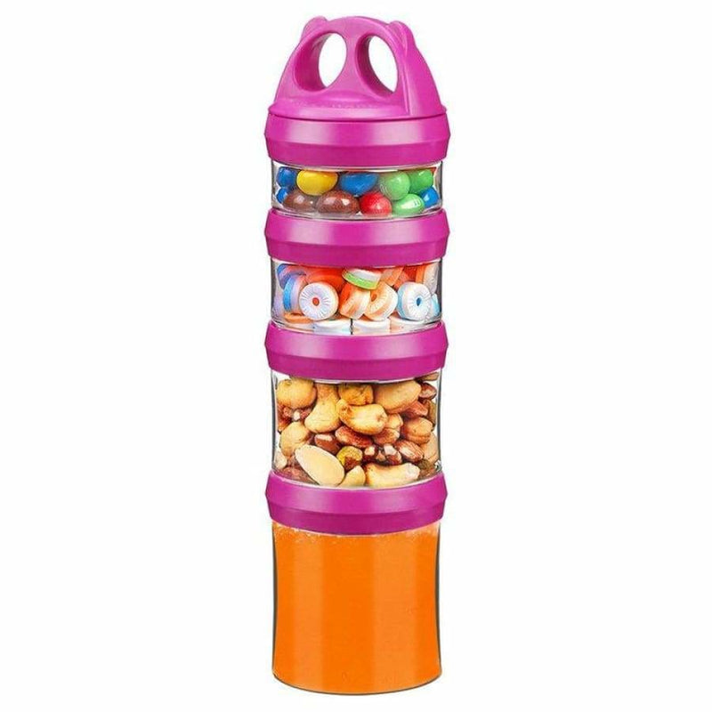 4 Compartment Twist Lock, Stackable, Leak-Proof, Food Storage, Snack Jars & Portion Control Lunch Box by BariatricPal 