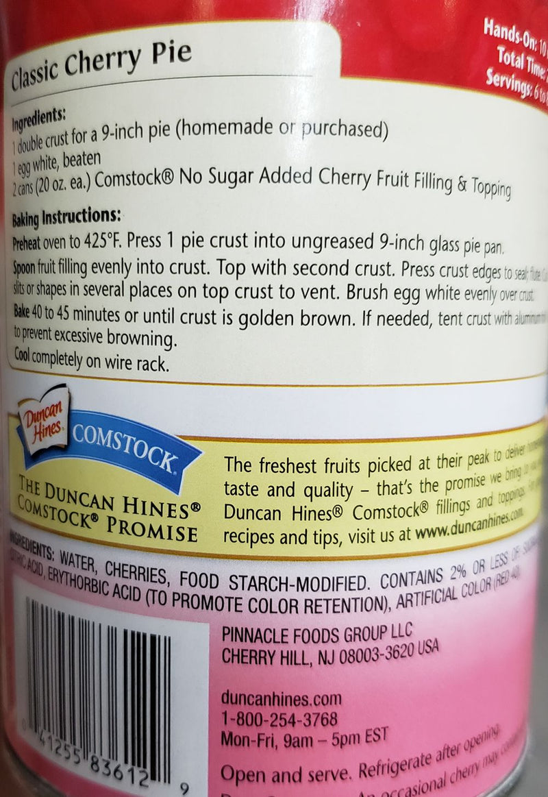 Duncan Hines No Sugar Added Pie Filling & Topping, 20 oz