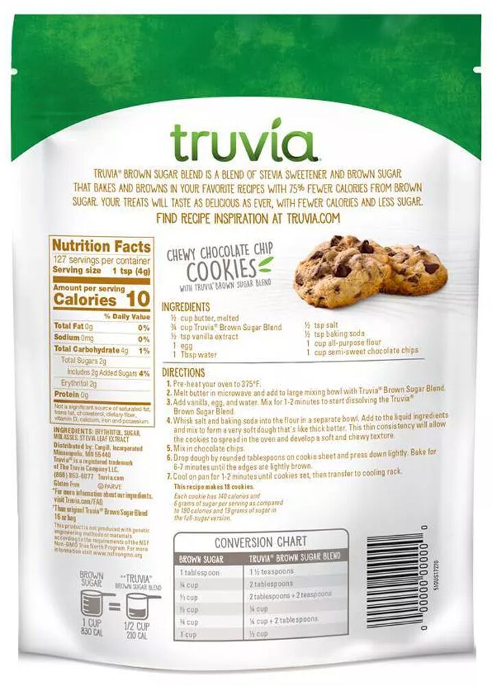 Truvia Brown Sugar Blend, Mix of Stevia Sweetener and Brown Sugar 18 oz (1 lb 2 oz) 