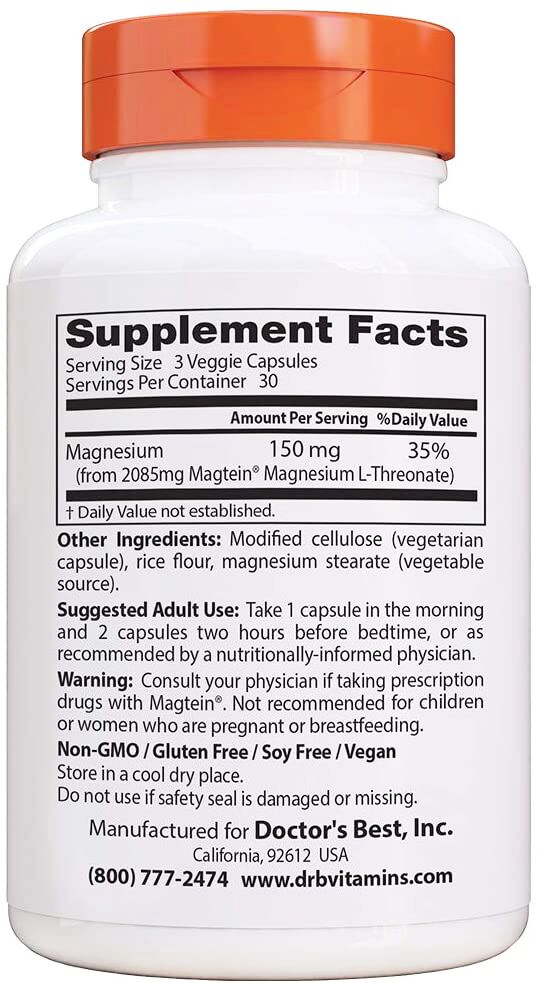 Doctor's Best Brain Magnesium 90 veggie capsules 