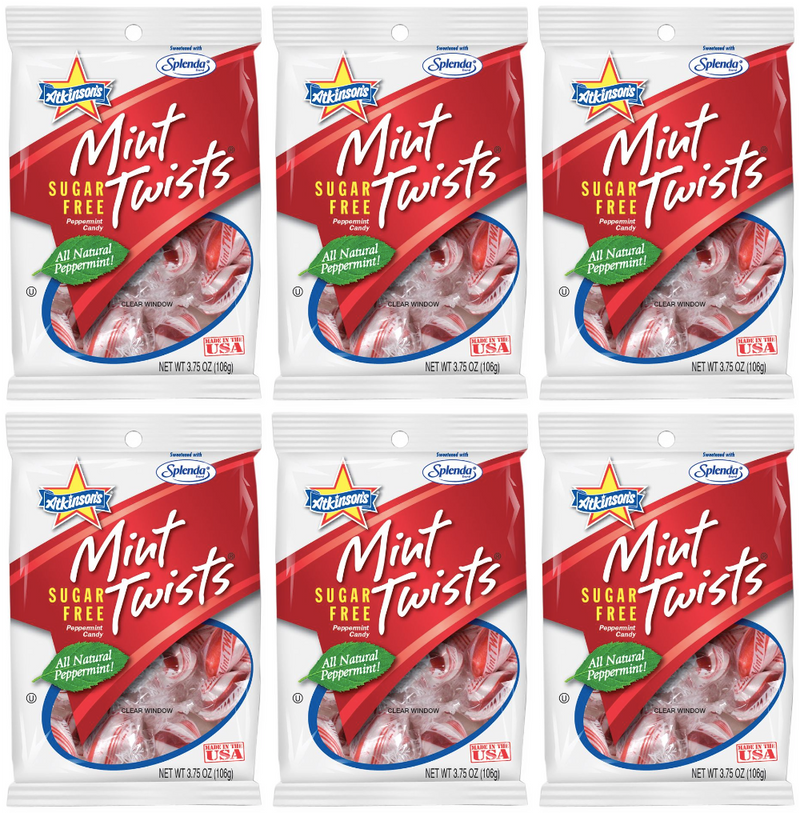 Atkinson's Sugar Free Mint Twists Candy 3.75 oz. bag