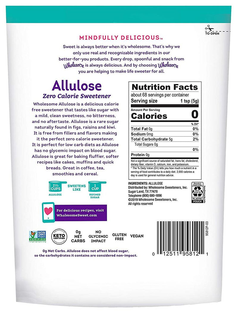 Wholesome Sweeteners Allulose Granulated Sweetener 12 oz 