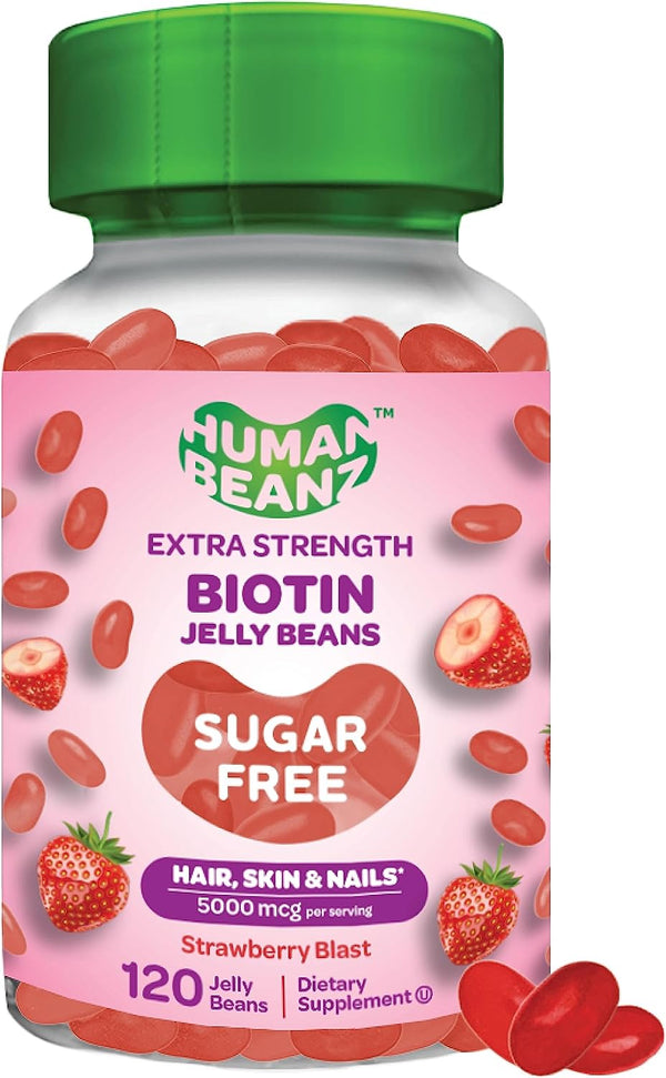 Extra Strength Sugar-Free Biotin Jellybean Gummy Vitamins by Human Beanz