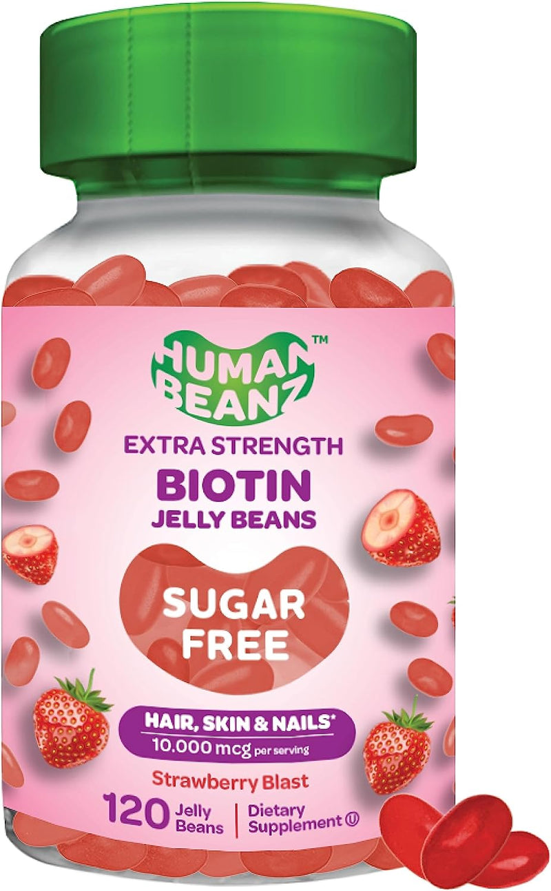 Extra Strength Sugar-Free Biotin Jellybean Gummy Vitamins by Human Beanz