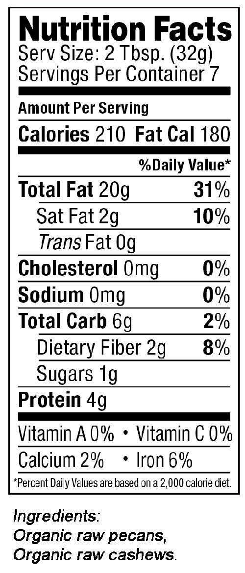 Artisana Raw Pecan Butter with Cashews 8 oz. 